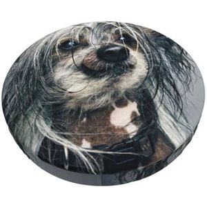 GRatka Hoes voor ronde kruk, barstoelhoes, thuisbar, antislip zitkussen, 30,5 cm, Chinese kuifhond
