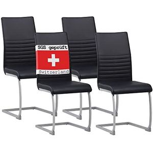 Albatros cantilever stoel MURANO SET van 4, zwart, SGS-gekeurd, elegante eetkamerstoelen/cantilever stoelen, comfortabel gestoffeerd