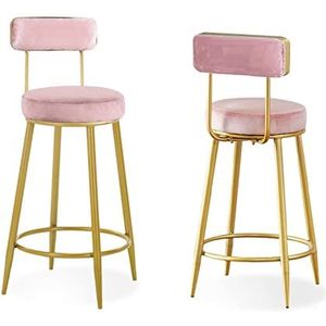 AADDFDD Barkrukken barstoelen moderne fluwelen barkruk metalen frame elegant gestoffeerde achterkant 66 cm hoge stoelen voor eiland bar, eetkamer en keuken-blauw