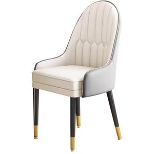 JAVYPPT Eetkamerstoelen gestoffeerde moderne keukenstoelen met armleuningen, houten poten, kunstleren accent gaststoel voor woonkamer, receptie, wachtkamer, slaapkamers (donkergrijs beige)