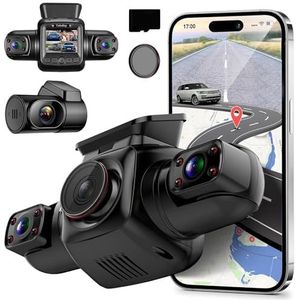 Yabdbg 4-kanaals dashcam, auto, 4 x 1080p voor en achter, links en rechts, met GPS wifi, 360° zicht, 24-uurs parkeermodus, nachtzicht dashcams met CPL, WDR 3 inch TFT Max 256 GB vrij, 128 GB