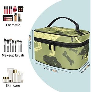 Naadloze vossen en bladeren make-up tas voor vrouwen meisjes cosmetische tassen met handvat reizen make-up organizer tas, Naadloos Camouflage Dinosaurus Patroon, 8.9x5.9x5.4 Inches, Make-up zakje