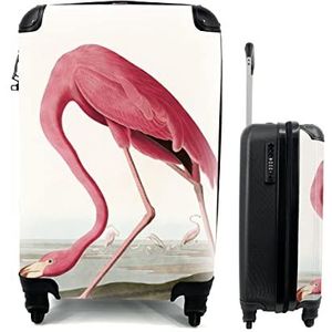 MuchoWow® Koffer - Flamingo - Vogel - Vintage - Water - Roze - Past binnen 55x40x20 cm en 55x35x25 cm - Handbagage - Trolley - Fotokoffer - Cabin Size - Print