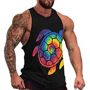 Tie Dye Hawaii Turtle heren tanktop grafisch mouwloos bodybuilding T-shirts casual strand T-shirt grappig gym spier