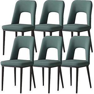 GEIRONV Dining stoelen set van 6, voor kantoor lounge dineren slaapkamer stoelen faux lederen carbon stalen poten vrijetijdsbesteding zij stoelen Eetstoelen (Color : Green)
