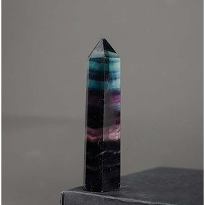 WAHOM Kolom van natuurlijke kristalsteen, exemplaar van bergsteen, huisdecoratie, Reiki-helende steen (kleur: kleurrijk fluoriet)