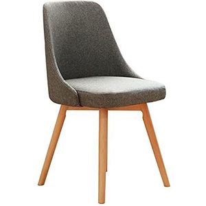 GEIRONV Woonkamer Hoekstoelen,Katoen en Linnen Massief Houten Stoel Thuis Slaapkamer Make-up Kruk Hotel Eetkamerstoelen 1 Stuk Eetstoelen (Color : Dark gray)