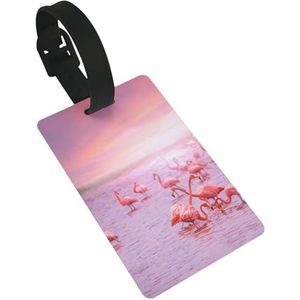 Bagagelabel voor koffer koffer tags identificatoren voor vrouwen mannen reizen snel spot bagage koffer roze flamingo's