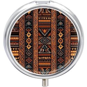 Traditionele Afrikaanse Ontwerp Patroon Gedrukt Pillendoos Pillencontainer Draagbare Geneeskunde Pil Case Metalen Reizen Pillendoos Vitamine Container met 3 Compartimenten Geneeskunde Case