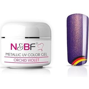 N&BF Metallic UV-gel, 5 ml, orchid violet (paars), kleurgel metallic, metaaleffectgel, middelviscositeit, Made in Germany, nagelgel, metaallook, kleurgel zonder zuur en zelfgladmakend