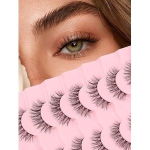 Kattenoogwimpers Wispy Wimpers Manga Cat Wimpers Natuurlijke Look 15mm Wispy Valse Wimpers 3D Volume Nep Wimpers Anime Wimpers Zachte Faux Nertsen Wimpers 7 paar Wimpers Pack