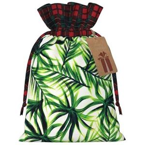 Palmboom groene bladeren herbruikbare geschenktas-trekkoord kerstcadeau tas, perfect voor feestelijke seizoenen, kunst & ambachtelijke tas