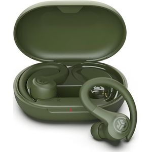 JLab Go Air Sport+ Hardloop Koptelefoon - True Wireless Bluetooth Oordopjes, Over-Ear Haak Oordopjes voor Sport & Fitness, 35+ Uur Speeltijd In-Ear, IP55 Zweetbestendig, Be Aware Mode, Groen