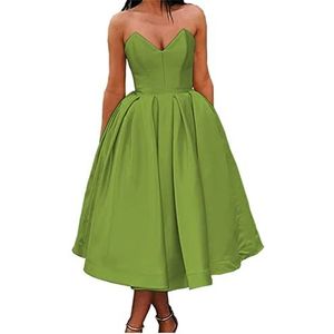 HPPEE Homecoming Jurken Sweetheart Strapless Korte Uit De Schouder Een Lijn Prom Party Jurken Voor Vrouwen Juniors, Salie, 36
