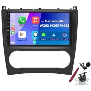 Android 15 Autoradio voor B-enz W203 W209 W463 (2005-2009) 9 inch 2K Touchscreen Android Head Unit Multimedia Speler met Carplay, GPS Navi, BT 5G, WiFi, DSP, SWC,Y3