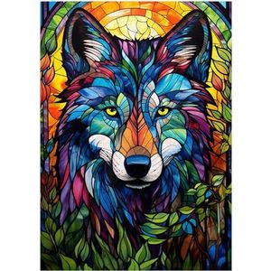Gebrandschilderd Glas Wolf Legpuzzel 300/500/1000 Stuk (500st (38×52cm))
