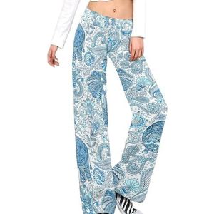 Blue Indian Elephant Damesbroek Casual Broek Elastische Taille Lounge Broek Lange Yoga Broek Rechte Been