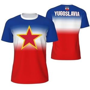 Sport Mesh T-Shirt Joegoslavië Vlag voor Running Bike Voetbal Tennis Voetbal Fitness Tees 3D Gedrukt, Meerkleurig, S