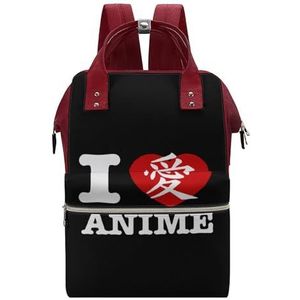 I Love Anime Hart Grote Capaciteit Tas Laptop Rugzak Reizen Rugzak Zakelijke Dagrugzak Computer Tassen