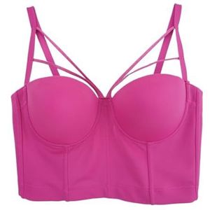 ZPFDSG Bustier Top Dames Plus Size S-3XL Sexy Hollow Corset Dames Bralette Meisje Party Strap Push Up Bustier Multi Color Top Dames BH Vest, roze-01, 40