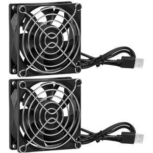 2 stuks voor SXDOOL 80mm DC 5V USB-ventilator - Perfect voor computer- en routerkoeling met dubbele kogellagers sterke luchtstroom 80X80X25mm