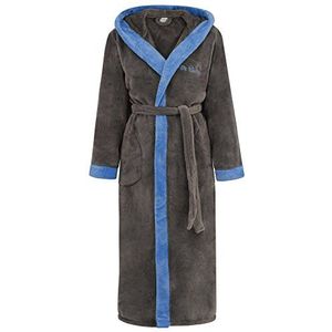 Di Vadini Unisex Prato badjas met capuchon I ochtendjas wollig I nachtkleding van luxe microvezel I kimono met keuze uit kleuren en maten XXS - 5XL I badmantel Öko-Tex Standard 100, donkergrijs/blauw,