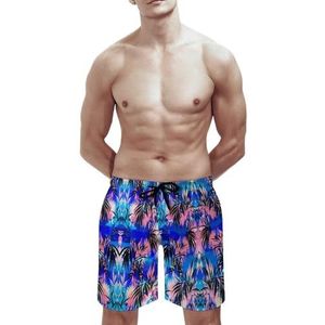 SANYJRV Hawaii Zwembroek met tropische print voor heren, casual ademende sportbroek, elastische korte broek met trekkoord, Kleur 1, L