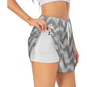 YQxwJL Grijze Golf Streep Print Atletische Hoge Taille Running Shorts Voor Vrouwen Sneldrogende Gym Workout Shorts Voor Zomer Casual, Wit, XXL