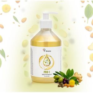 Verana Massageolie PRO-1, Professionele Basis, Geurloos, Natuurlijk, Veganistisch, Universeel, Voor Lichaam, Gezicht, Haar, Nagels, Voeten, Oren, Striae, Anticellulitis (500ml)