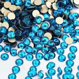 SS4-SS30 Glas Kristal Non-Hotfix Strass Goud Flatback Decor Glitter Stenen Nail Art Accessoires DIY Decoratie-p57 Pauwblauw-SS10-1440pcs-1