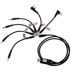 Retevis 6 in 1 USB Programmeerkabel Compatibel met Walkie Talkie Retevis RT22 RT24 RT27 RT5 RT5R RT5RV RT1 RT21 Baofeng BF-888S UV-5R Motorola HYT ICOM PUXING KENWOOD YAESU Ham Radio