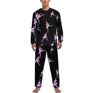 Cartoon Dansende Ballet Zachte Heren Pyjama Set Comfortabele Lange Mouw Loungewear Top En Broek Geschenken XL