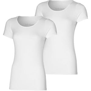 Morethansocks - Bamboe T-shirt dames - Wit - 4 -Pak - Maat L - Dames T-shirt - Vochtregulerend - Superzacht - Ondershirt Dames -