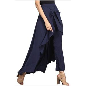 yk8fass Chiffon Broek met hoge taille cr-5141, marineblauw, 4