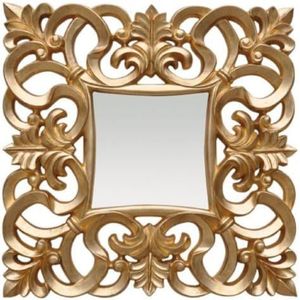 Casa Padrino barokke spiegel goud 76 x H. 76 cm - Vierkante wandspiegel in barokke stijl - Prachtige antieke kastspiegel - Barok interieur - Barok meubilair
