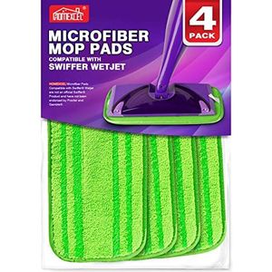 HOMEXCEL Microfiber Mop Pads compatibel met Swiffer Wet Jet, Herbruikbare en Machine Wasbare Vloer Mop Pad Navullingen, Mop Hoofd Vervangingen voor Multi Surface Wet & Dry Cleaning, Pack van 4