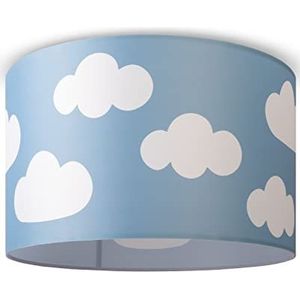 Paco Home Plafondlamp Kinderkamer Baby Lampenkap Stof Rond Wolken Hemel Sterren Kinderlamp E27