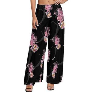 Afrikaanse Meisje Bloemen Vlinders Vrouwen Casual Brede Pijpen Lounge Broek Comfortabele Losse Joggingbroek Joggers Broek