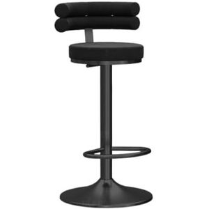 Barkrukken Keukenkrukken Set Van 2 Moden Hoogtebarkrukken Met Rugleuning, Fluwelen Stof, Draaibare Verstelbare Krukstoel Voor Thuis Barstoelen Hoge Krukken(Black,With Black Leg)