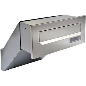 Muurdoorworp brievenbus roestvrij staal V2A / zilver inbouwbrievenbus