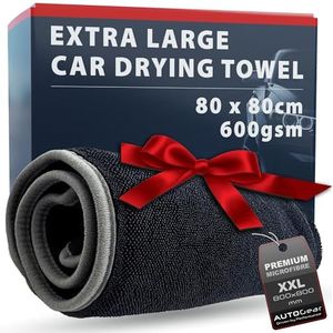 AutoGear Auto Drooghanddoek Extra Large 80x80cm is super absorberend met behulp van de nieuwste Twisted-Loop Microfiber Technologie om ultieme droogkracht en bescherming voor uw auto te bieden