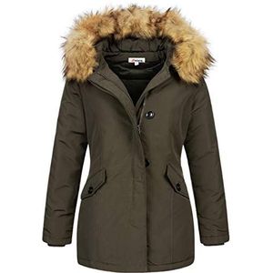 Elara Dames Jas Winter Parka Imitatiebont Chunkyrayan 20401 Armeegruen 36 (S)