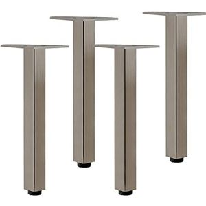 Meubelpoten verstelbaar, kastvoeten van aluminiumlegering, ronde steunpoot salontafelpoten, metalen tafelpoten, for tv-kastvoeten, in hoogte verstelbaar 0-0,6 cm, met schroeven, 4 stuks (20 cm/7,9 inc