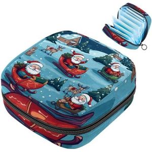 MUOOUM Kerst Kerstman Slee Patroon Maandverband Opbergtas Draagbare Menstruatie Tas Voor Vrouwen Tiener Meisjes Menstruatie Cup Pouch Nursing Pad Houder