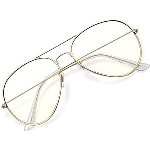 KANASTAL Blauw Licht Blokkerende Bril, Anti Blauw Licht Bril voor Computer Scherm Gaming Klassieke Goud Metalen Frame