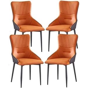 EdNey Eetkamerstoelen Set van 4, kaptafel stoel, ijdelheid stoel, stoelen voor eetkamer, grijze eetkamerstoelen (kleur: oranje)