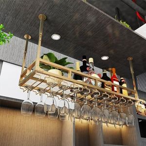 Wijnrekken Wijnglashouder, vintage hangende wijnfleshouder, ijzeren wijnrek plafonddecoratie plank, for bars, restaurants Bar (Color : Gold, Size : 80x35cm)