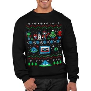 Graphic Impact Geïnspireerd lelijke kerst animatie Galaxy Jumper lelijke trui feestelijke Xmas trui top - zwart - S