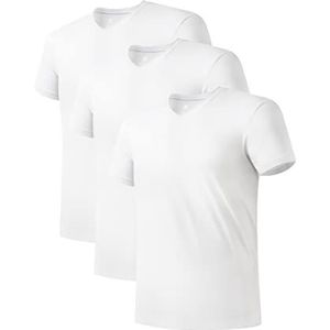 DAVID ARCHY Herenonderhemd Bamboe Rayon V-halsvest met ultrazachtheid en ademend vermogen 3-pack ondergoed met korte mouwen