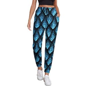 Blue Dragon Scales Joggingbroek voor dames, hardloopbroek, joggingbroek, casual broek, elastische taille, lang, met zakken